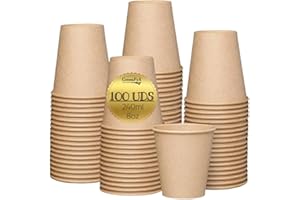 GreenFyA 100 Vasos De Papel 240ml (8oz) Ecológicos Desechables apto Cafe-Agua-Bebidas Calientes-etc
