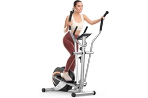 THERUN Magnetic Cross Trainer, Cardio Fitness Elliptical Trainer w/ 8 Levels Adjustable Resistance LCD Monitor, Pulse Sensor, Device Holder, Elliptical Exercise Machine For Full-body Workout