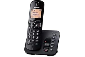 Panasonic KX-TGC220EB DECT Cordless Phone with Answering Machine, 1.6 Inch Easy-to-Read Backlit Display, Nuisance Call Blocker, Hands-Free Speakerphone, ECO Mode - Black, Single Handset Pack