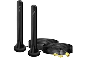 LEMLIN Antenna 5G/4G LTE Esterna, 2 Pezzi, 15dBI Omnidirezionale, 600-6000 MHz, Cavo 3M, Base Magnetica, Connettore SMA/TS9