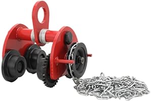 ECUTEE Carrello Porta Paranco Carrello Trave Manuale 2T, Carrello Scorrevole per Carichi Pesanti da Capacità di Spinta 2000KG, Carrello Sollevamento con 3M Catena, Regolabile 80-168 mm