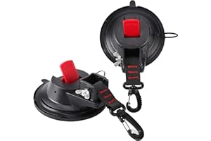 TAWVEML 2 Pack Strong Suction Cup Tie Down Anchor Multifunction Powerful Sucker Cup Heavy Duty with 360°Rotating Securing Hook for Travel Camping Tarp Luggage Universal Car Side Awning