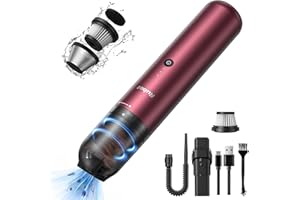 ‎RUBOT RUBOT Handstaubsauger Akku, 16000Pa Auto Staubsauger Stark mit USB-C Schnellladung, Mini Akkusauger mit HEPA Mehrfach-Filterung für Haus/Auto/Haustierhaare(P12-Rot)