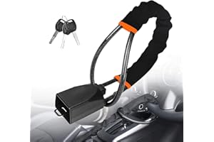 GBOKYN Abrazadera para volante, Antirrobo Coche, Barra Antirrobo Coche Volante, Bloqueo de Volante para Coche con 3 Llaves Apto para la Mayoría de los Vehículos - Negro