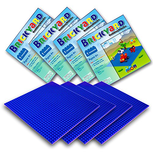 Preisvergleich Produktbild Brickyard Building Blocks Grundplatten für Bausteine (4er-Paket Blau)