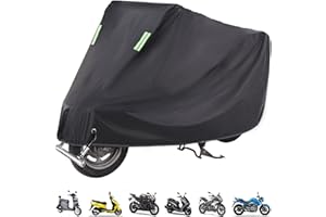 COMIOKE Housse Moto Imperméable, Housse de Protection pour Moto 190T Polyester, Bache Exterieur Etanche avec Trous de Serrure, au Pluie Poussière UV Neige(255x90x125cm)