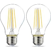 Amazon Basics E27 Edison LED Bulb, 7W (60W Equivalent), Clear Filament, Non-Dimmable, 2-Pack, CRI80