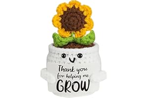YFHUVB Gifts for Teachers, Teacher Thank You Gifts, Crochet Sunflower White Planter, Thoughtful Appreciation Gift for Women, Thank You for Helping Me Grow Handcrafted Gift for Teacher's Day