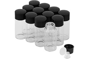 CADBIBE Trasparente Fiale di Vetro da 10 ml con Tappi a Vite e Tappi di Plastica, Flacone del Campione di Liquido Piccolo, Flacone a Prova di Perdite, 12 Pezzi
