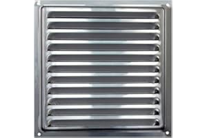 DEMLOU Rejilla de Ventilación de Aluminio Anodizado, Parrilla de Ventilación con Red Contra Insectos, Salida de Ventilación Interior/Exterior, Difusor de Aire de Aluminio con Malla Protectora. (20 x 20 cm)