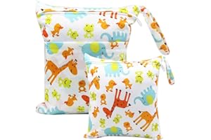 Bynsaer Wetbag Stoffwindeln, Nasstasche Stoffwindeln, 2 Stücke Baby Nasse und Trocken Wickeltasche, Wiederverwendbar, Waschbar Organizer Beutel (Farbe 03)
