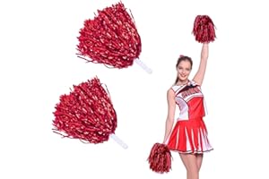 DKDXID 2 Pcs Pompones Animadora Pompones de Porrista de Lentejuelas Niño Adultos Flores de Mano Pompones Metallic Cheer Leader Poms Animadora Pompones Cheerleader Cheerleading Pom Pom con Mango