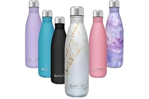 Gofady Insulated Water Bottle, 304 Stainless Steel 500ml Sports Flask, BPA-Free, Leak Proof, Double Walled Vacuum Thermal Bottle for Hot and Cold Drinks, Frosted Coated for Work, Gym, Travel (White)