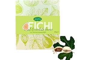 VALLE DEL CRATI ECCELLENZE GASTRONOMICHE DAL 1998 Valle del Crati Fichi Secchi al Cioccolato Bianco | Fichi Secchi Ripieni di Noci e Ricoperti di Cioccolato Bianco | Fichi Calabresi Confezione 200 grammi