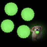 QKURT 4 Glow in The Dark Dog Ball, Dog Glow Ball Toy, High Elasticity Rubber Dog Ball, Interactive Ball, Floating Dog Toy Bal