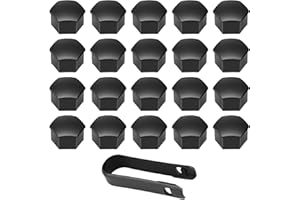 LTMMC 20PCS 17mm Wheel Nut Covers, Black Wheel Nut Caps, Universal Wheel Bolt Covers with Removal Tool
