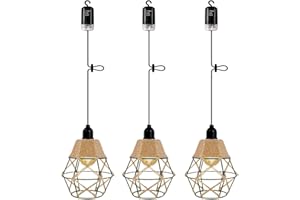 ‎ECOGEHEN 3er Pack Rattan Hängelampe mit Batterie Außen Innen Hängeleuchte Fernbedienung Batteriebetriebene Lampe Tragbare Boho Korb Lampenschirm Pendelleuchte ohne Strom Stromanschluss Outdoor Beleuchtung