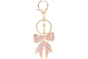 Mikovivi Llavero con Lazo de Diamantes de Imitación, Brillante Dorado y Rosa Dije para Bolso con Lazo Mujer Bonito Coqueto Elegante Elegante para Llaves Bolsos Mochilas