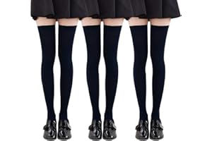 YSense Beau 3 Pairs Long Thigh High Socks Womens Striped Knee High Socks Girls Casual Socks Over the Knee