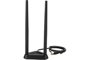 ASHATA Antena WiFi z podstawą magnetyczną, adapter magnetyczny dBi RP-SMA, 1,1 m, przedłużacz do routera Wi-Fi, karty bezprzewodowej