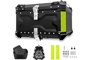 Top Case Motorrad, wasserdichtes Gepäck für Motorräder, Box mit Sicherheitsschloss, Motorradkoffer zur Aufbewahrung von Helmen, Aluminium Top Case für die meisten Motorräder und Maxi-Roller (80 l