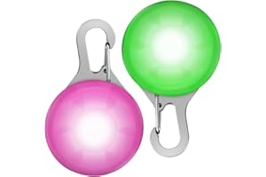 Faburo 2PCS Dog Collar Lights with 2PCS Extra Batteries, Clip-on Dog Tag Light, Light Up Dog Collars Tag for The Dark, 3 Flashing Modes for Night Walking, Running and Camping