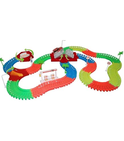 Circuit Voiture Enfant 5 Mètres Double Voie - Avec 6 Voitures, Flexible, Ventouses, Rangement Portable - 14