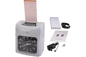 ‎CDZHLTG CDZHLTG Stempeluhr für Kleinbetriebe Stechuhr Zeiterfassung 960SP inkl. 50 Stechuhr/Stempeluhr Karten, 1 Farbband, 2 Sicherheitsschlüssel, 1 Netzteil mit großes Zifferblatt für Büro, Fabrik, Schule