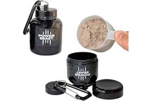 POWER BEAST 2X Porta Proteine in Polvere, Contenitore e Imbuto Portatile per Proteine e Altri Integratori, per Palestra, Fitness, Cross Training, Sollevamento Pesi, 2 Unitá.