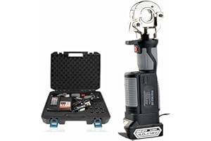 PixCy Crimpadora Hidráulica Recargable De 10-300 Mm², Crimpadora Hidráulica Eléctrica con 12 Pares De Troqueles, Crimpadora Cable con Batería para Terminal Cobre Y Aluminio