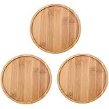 OYSIR 3 Pack Bamboo Plant Saucer,6 inch Succulent Cactus Planter Pot Tray Round Plant Pot Tray for Modern White Ceramic Flower Pot