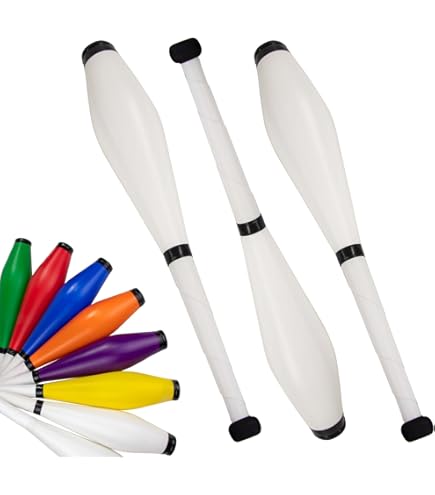 Juggle Dream EURO PRO Juggling Clubs Set of 3 (12 Color Combos!) Metallic Deco Trainer Clubs Flames N Games Travel Bag! Great Club Juggling Set for Beginners and Advanced Jugglers! (Blue