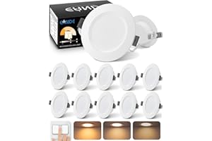 Eande Spot LED Encastrable Dimmable, 3000K Blanc Chaud 220V Plafonnier Encastré, 5W 500LM équivaut à 50W, IP44 25mm Spot Encastré Extra Plat Pour Salle de Bain Salon Chambre, lot de 10