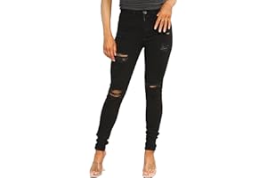 989Zé ENZO EZL417 Womens Jeans Skinny Stretch Ripped Trousers Ladies Denim Slim Fit Pants with Rips Waist Sizes UK 8-20