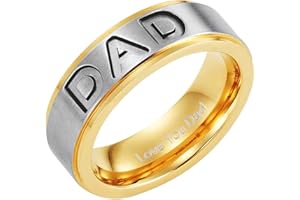 Willis Judd Men's DAD Titanium 7mm Ring Engraved Love You Dad with Gift Pouch