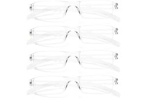 MMOWW 4er Pack randlose Lesebrille für Damen und Herren mit klarer rechteckigem Blaulicht-Blockierbrille