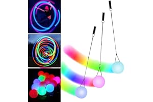 ZUKBEN Bolas LED POI: 3 Unidades POI Ball Set LED Glow POI con Colores de Arco Iris y Efecto estroboscópico, POI LED Mejorado para Principiantes y Profesionales, Bolas de Malabares POI