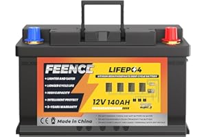 ‎FEENCE FEENCE 12V 140Ah H190 Bluetooth Untersitz LiFePO4 Batterie, Lithium Batterie 140Ah mit 150A BMS 1792Wh Energy & 1920kwh Output, Niedrigtemperaturschutz, Perfekte für Wohnmobil, RV