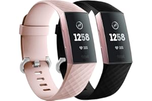 Faliogo 2 Stück Ersatzriemen Kompatibel mit Fitbit Charge 4 Armband/Fitbit Charge 3 Armband, Weiches Sports Uhrenarmband Armbänder für Damen Männer, Klein Groß