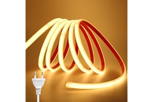 KISUFU Tiras LED de Neón 220v, Tira LED Luz COB IP65 Impermeable, Cada Corte de 10cm, Sin fuente de alimentación Luces LED Strip light Para Interior Exterior Armarios de Cocina Escalera Escaparate.