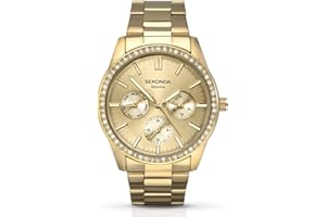 Sekonda Womens 37mm Multi dial Quartz Watch Jewelled Bezel 50m Water Resistant with Stainless Steel Strap