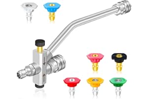 FANOVO Foam Cannon Dual-Connector Accessory, Pressure Washer Double Tip Attachment, with 1/4" Quick Connect Pressure Washer Extension Wand, 7 Pressure Washer Sprayer Nozzles for Car Motorcycle Washing (A)