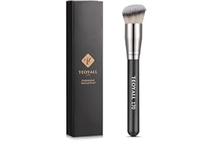 TEOYALL abgewinkelter Kabuki Foundation Pinsel, dichter synthetischer Konturenpinsel für Bronzer, flüssige Foundation, Creme, Puder, Blending, Buffing, Stippling Brush