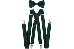 axy Herren Hosenträger mit Fliege - 4 Starken Clips X-Form