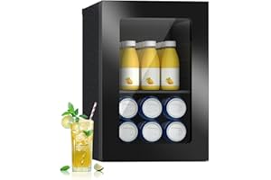 DollarDash Kompakter Getränkekühlschrank, 24 Dosen/20 Liter, mit Glastür für Limonade, Bier oder Wein, Unterbau-Kühlschrank mit verstellbaren Ablagen