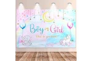 SKYSTUFF Gender Reveal Backdrop Banner Gender Reveal Boy or Girl Photography Background Pink and Blue Gender Reveal Decorations Gender Surprise Backdrop for Baby Shower, 59 x 39 Inches
