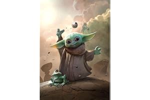 Tomicy Baby Yoda 5D Diamond Painting Kit DIY Strass Complet Diamant Peinture Baby Yoda Broderie Diamant Kit pour Enfants Adulte Salon Chambre Décoration Murale de la Maison 30X40CM