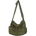 Chirest Messenger Bag, Large Hobo Crossbody Bag with Multiple Pockets Canvas Shoulder Tote Bag for Women and Men