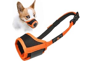 PUBIAO Muselières pour Chiens, Doux et Respirant Matériau Nylon Muselière Réglable Confortable Anti-Morsure Anti Aboiement Masque de Chien pour Chiots/Petits/Moyen Chiens (S, Orange)