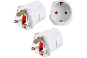 Neuftech - 2x Adattatore Universale da Viaggio UK Regno Unito a Presa Europea EU Italia (schuko) per GB, Inglese, Bianco (Bianco)